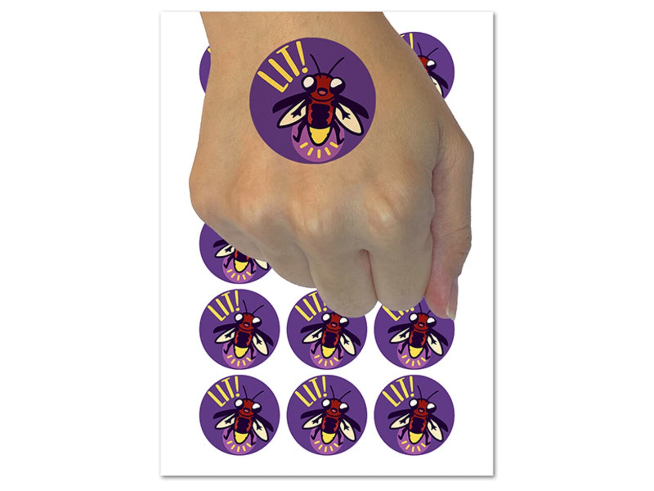 Lit Cute Firefly Insect Temporary Tattoo Water Resistant Fake Body Art Set Collection (1 Sheet)